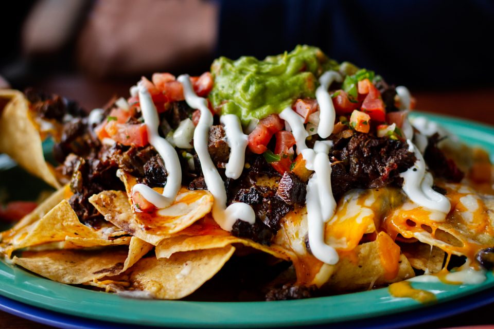 Nachos on a plate for family night.