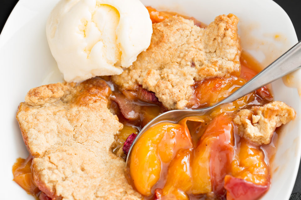 Peach Cobbler And Vanilla Ice Cream