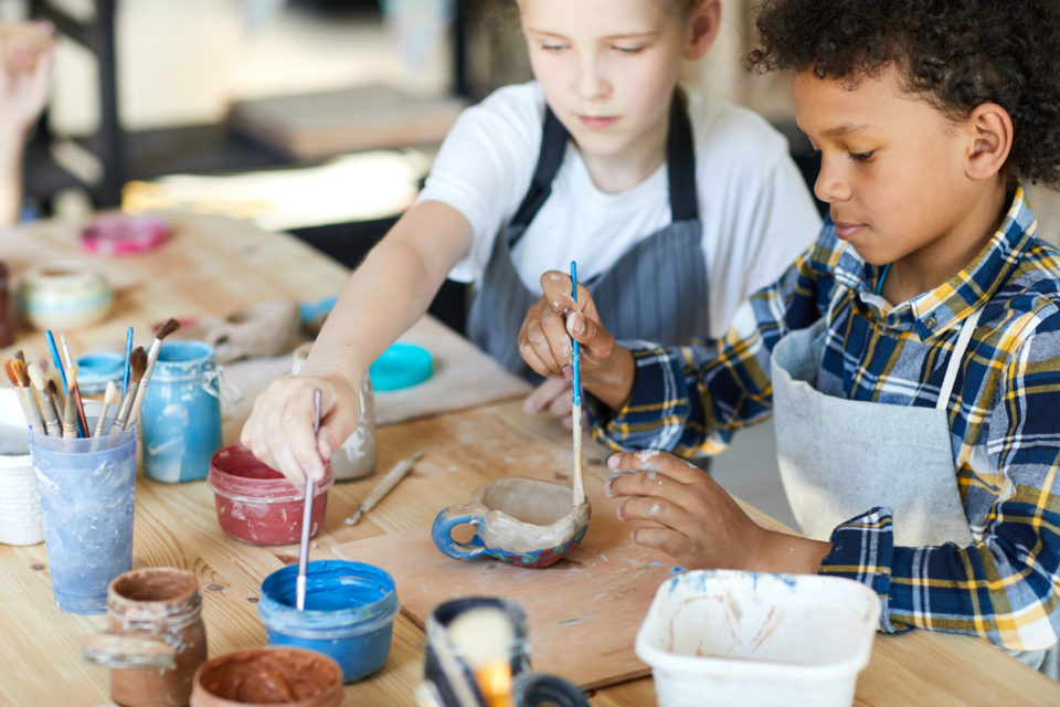 kids in a painting class