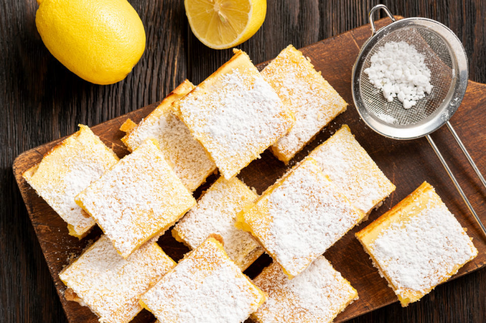 Homemade lemon bars with shortbread crust